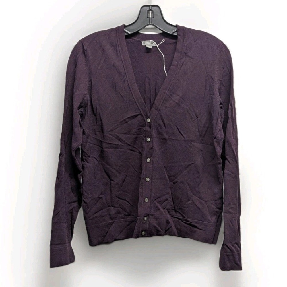 Quiet Luxury Ann Taylor‎ Plum Cardigan Medium Office Preppy Minimalist